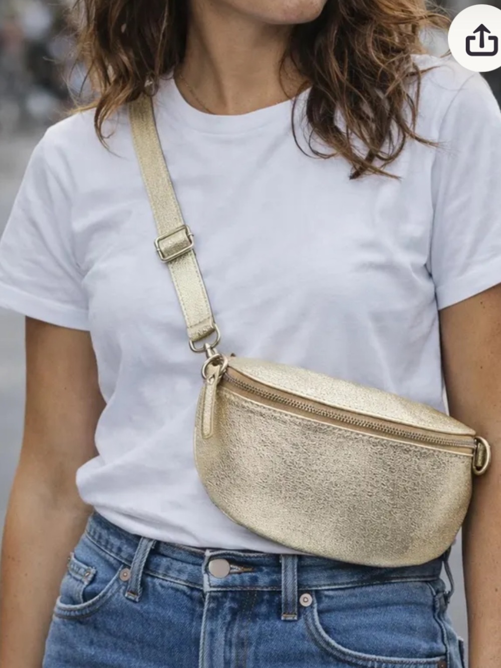 Borse In Pelle Made In Italy Gold Leather Crossbody Belt Bag